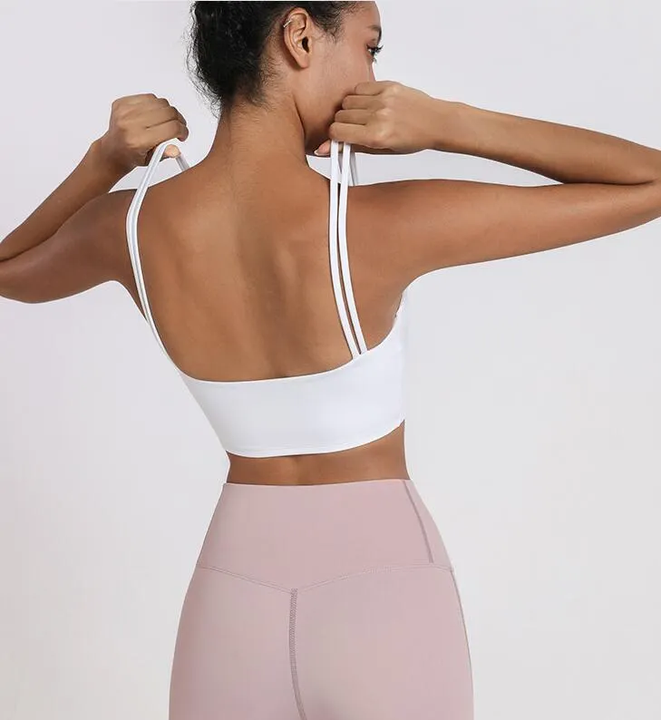 white spaghetti strap sports bra online