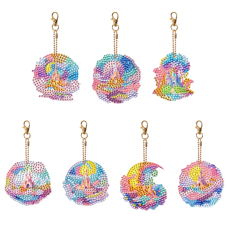 7PCS Diamond Painting Keychains Cartoon Critter Double Sided Diamond Art  Keyring