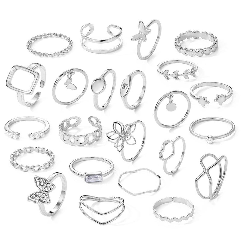 Bohemian Animal Flower Alloy Plating Inlay Artificial Pearls Artificial Diamond Women’s Open Rings