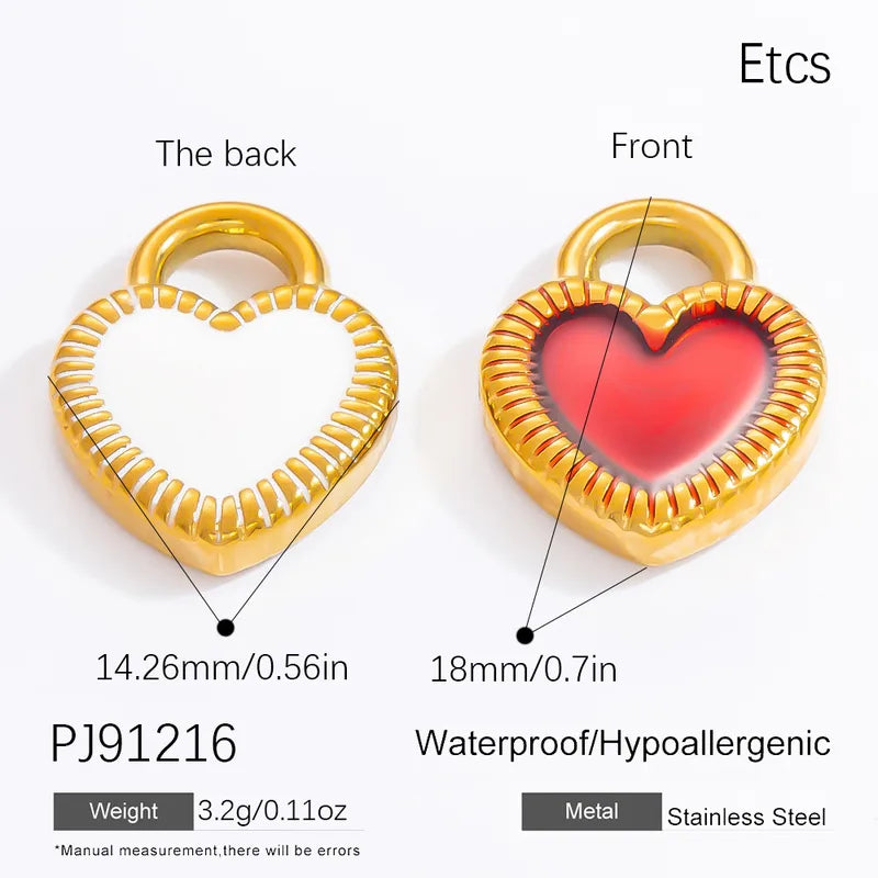 1 Piece 12.64*13.28mm 304 Stainless Steel Zircon 18K Gold Plated Heart Shape Pendant Jewelry Accessories