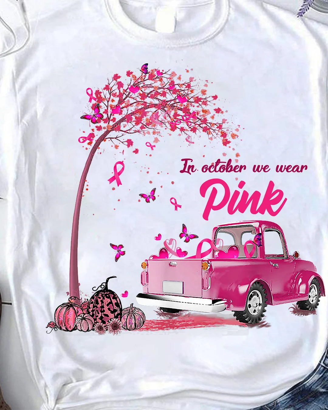 In October We Wear Pink Breast Cancer 2D Tee