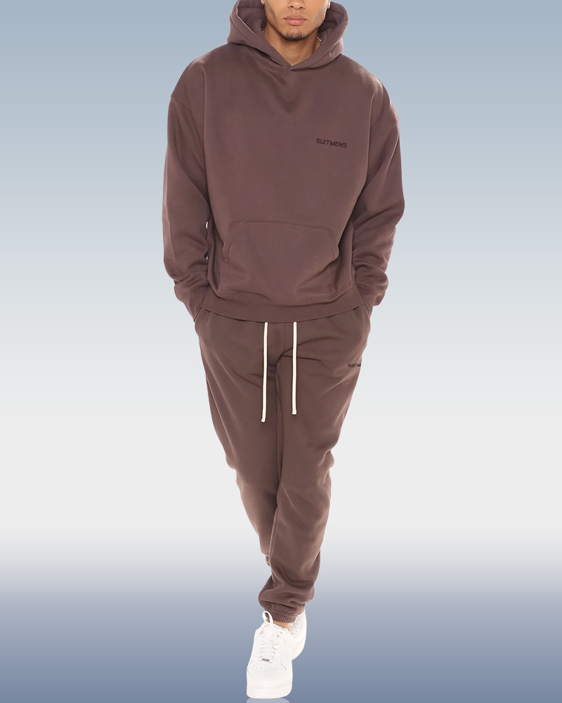 SUITMENS Men's Dark Brown Hoodie Set
