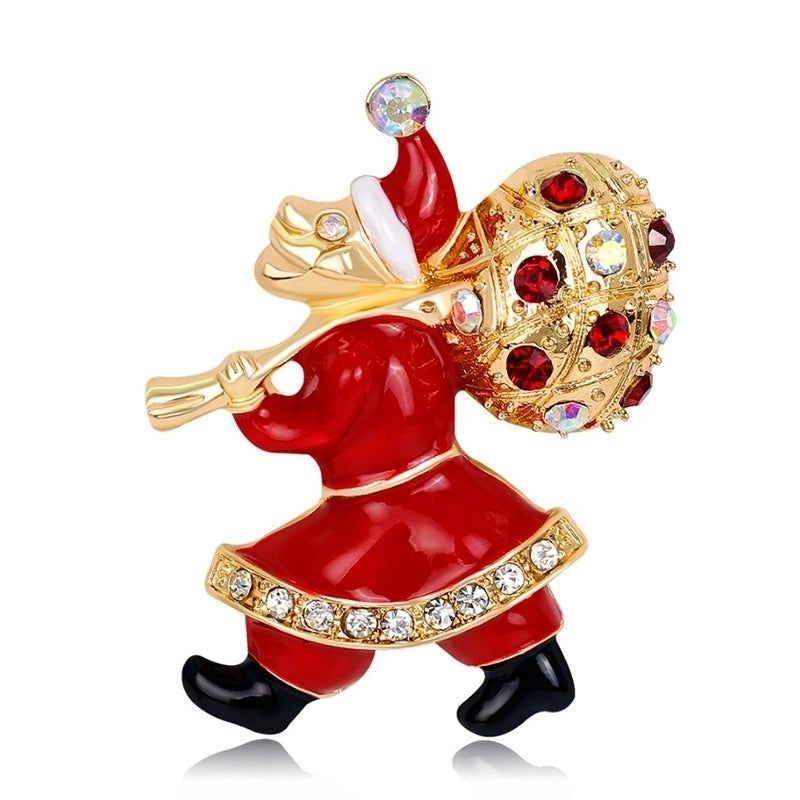 Fashion Pin Santa Claus Star Elk Alloy Plating Rhinestones Women’S Brooches