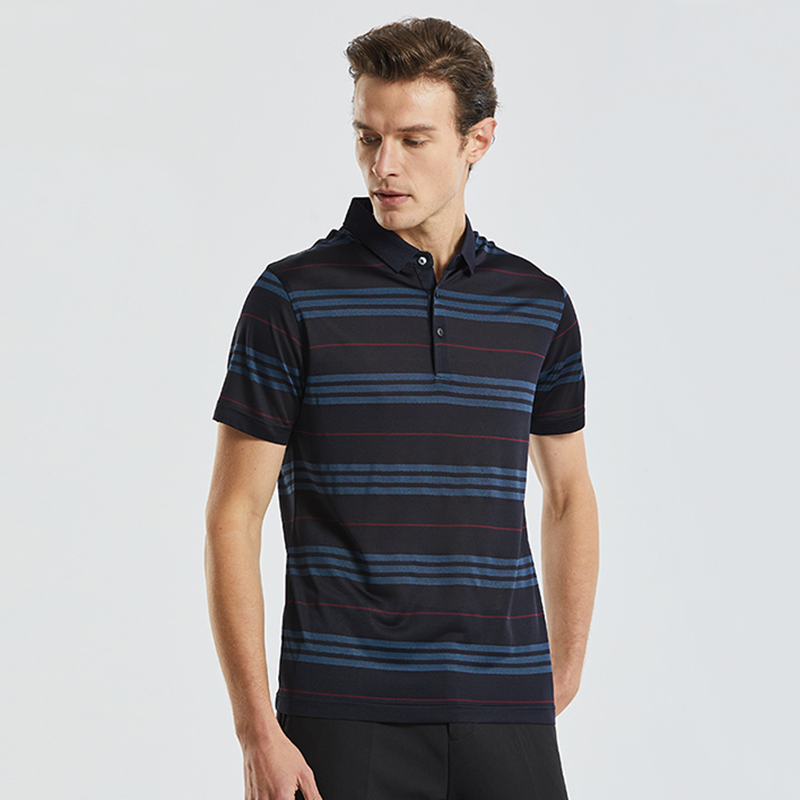 Striped Silk Shirt For Men With Short Sleeves REAL SILK LIFE