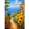 Sunflower Seascape-Full Embroidery 2 Strands 14CT Stamped Cross Stitch-40*60CM-Large Size