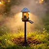 LED Solar Fairy-Tale Mushroom Cottage Garden Light Auto On/Off Resin Mushrooms Ground Decor Lights Weather-Proof Solar-Powered Resin Mushrooms Statue Lamp for Yard Patio Pathway Lawn Flower Bed