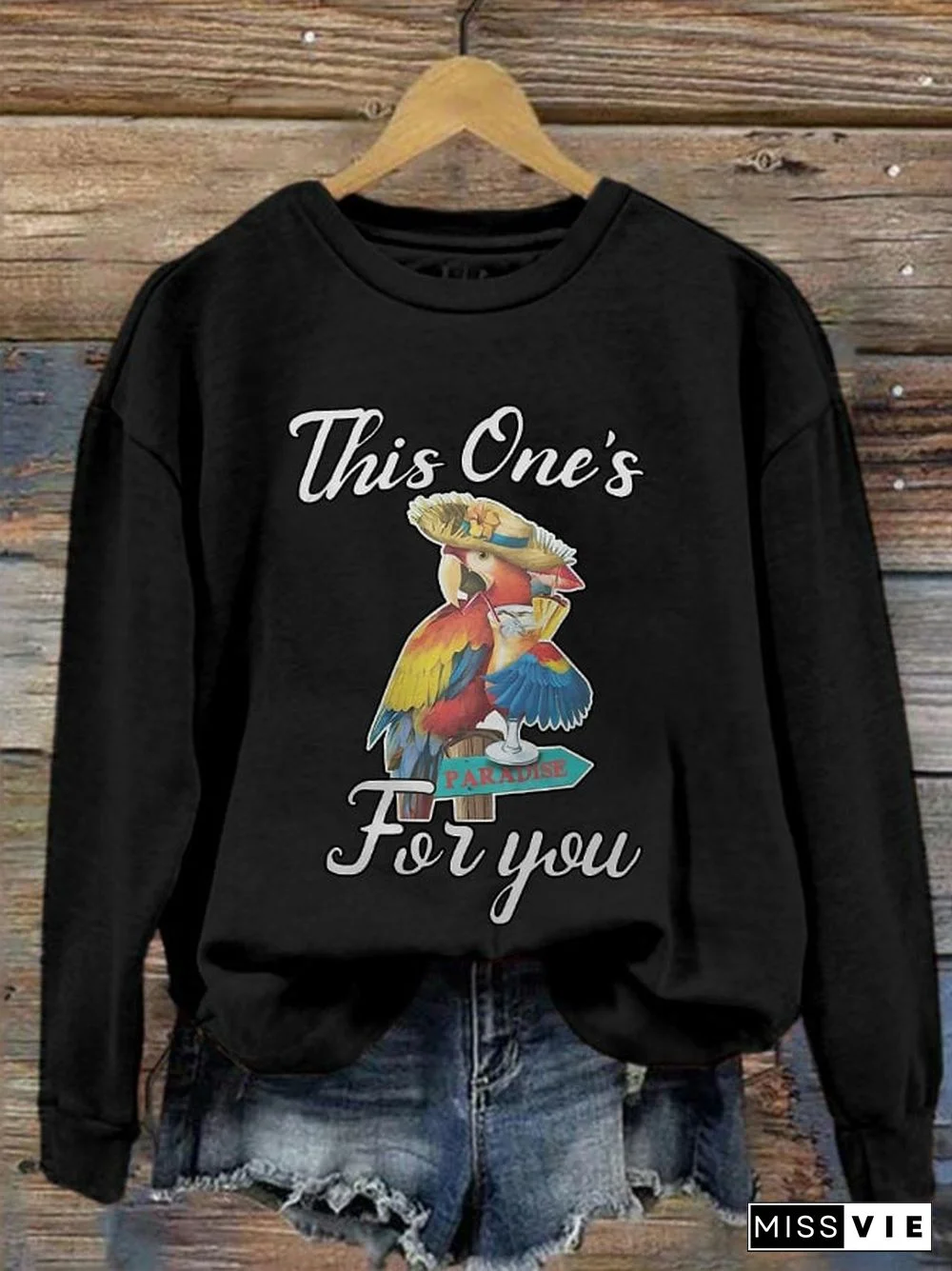 Women's This One's For You Tribute Jimmy Buffett Print Sweatshirt