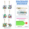 (US Local)6Pcs Double Sided Special Shaped Hummingbird Diamond Painting Keychain Decor