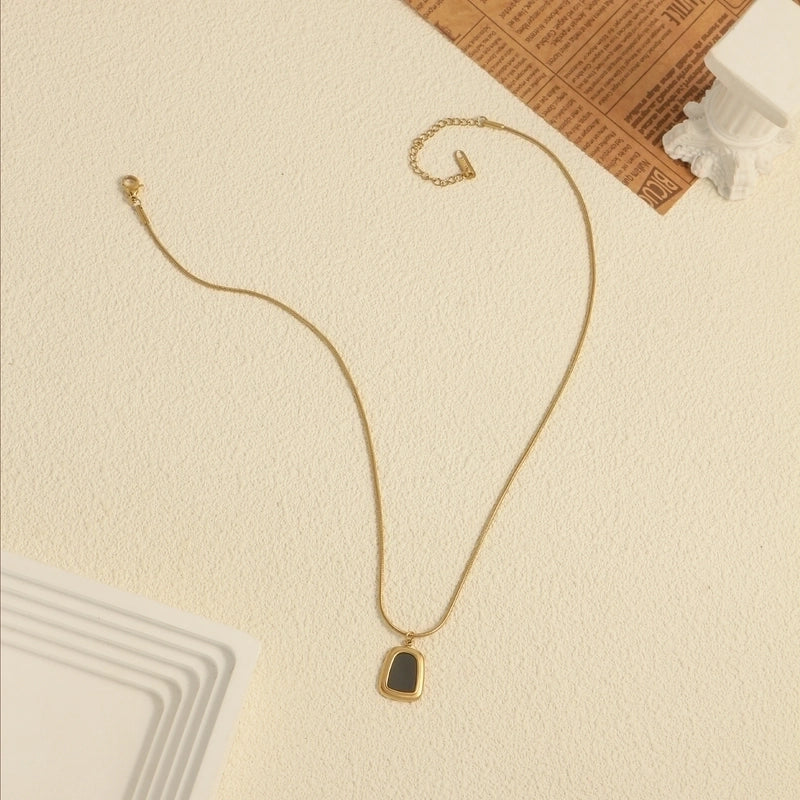 304 Stainless Steel 18K Gold Plated Elegant Lady Classic Style Plating Inlay Geometric Square Opal Shell Earrings Necklace Jewelry Set