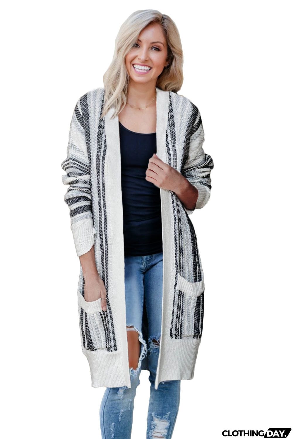 Pocketed Cotton Blend Cardigan