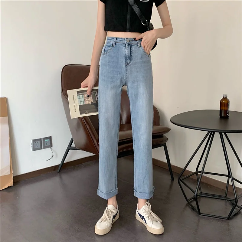Jeans Women High Street Student Ulzzang Casual Straight Pocket Mujer De Moda Denim Trouser Female Korean Style All-match Fashion