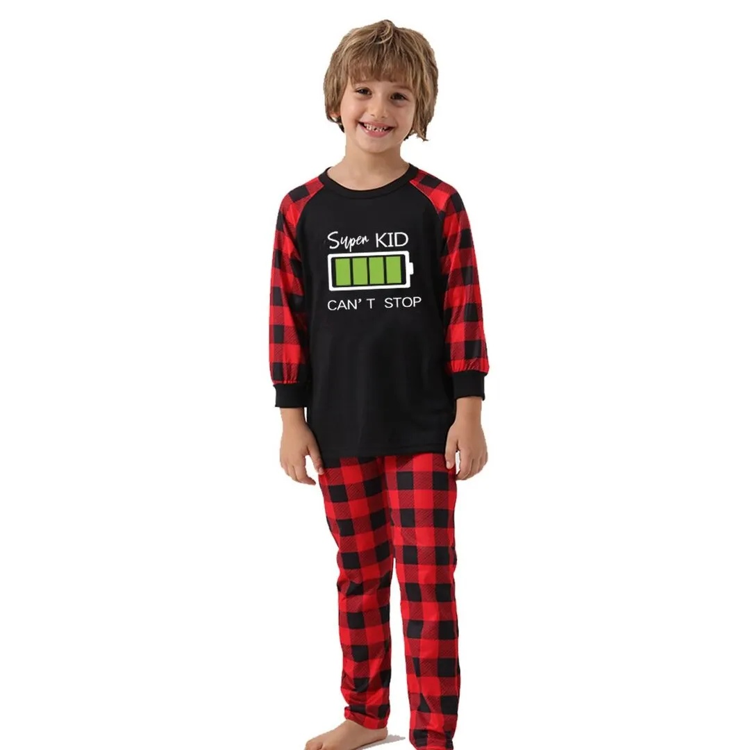 Christmas Battrery Lattice Family Matching Pajamas Sets