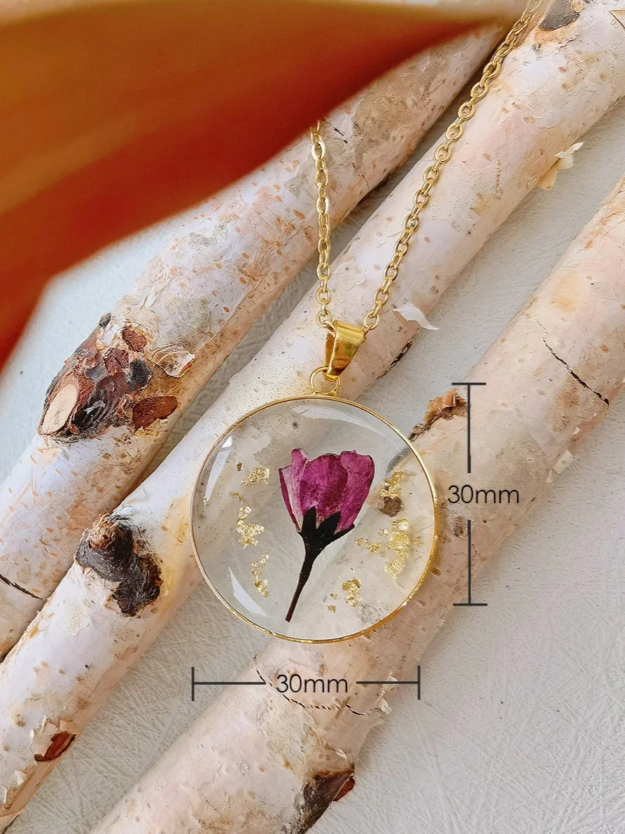 Resin Flower Necklace: August Rose