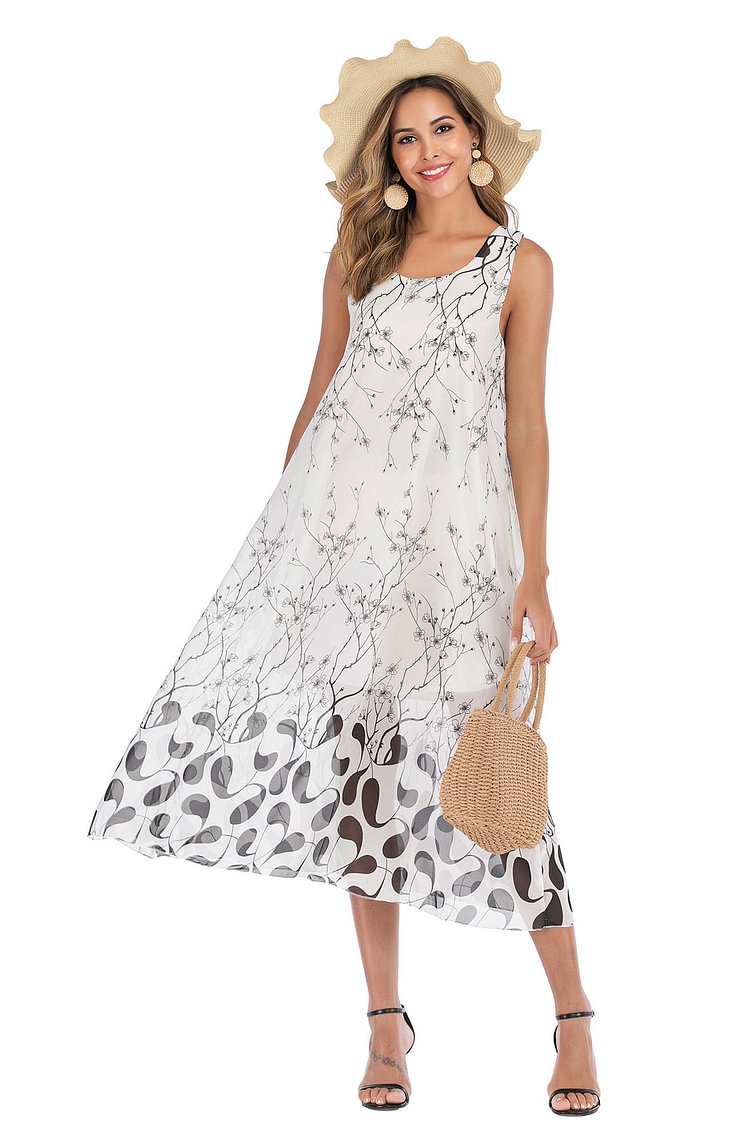 Floral Print Loose Scoop Chiffon Casual Maxi Dress - Shop Trendy Women's Clothing | LoverChic