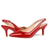 Women's 60mm Kitten Heel Slingback Red Bottom Pumps Patent Wedding Shoes