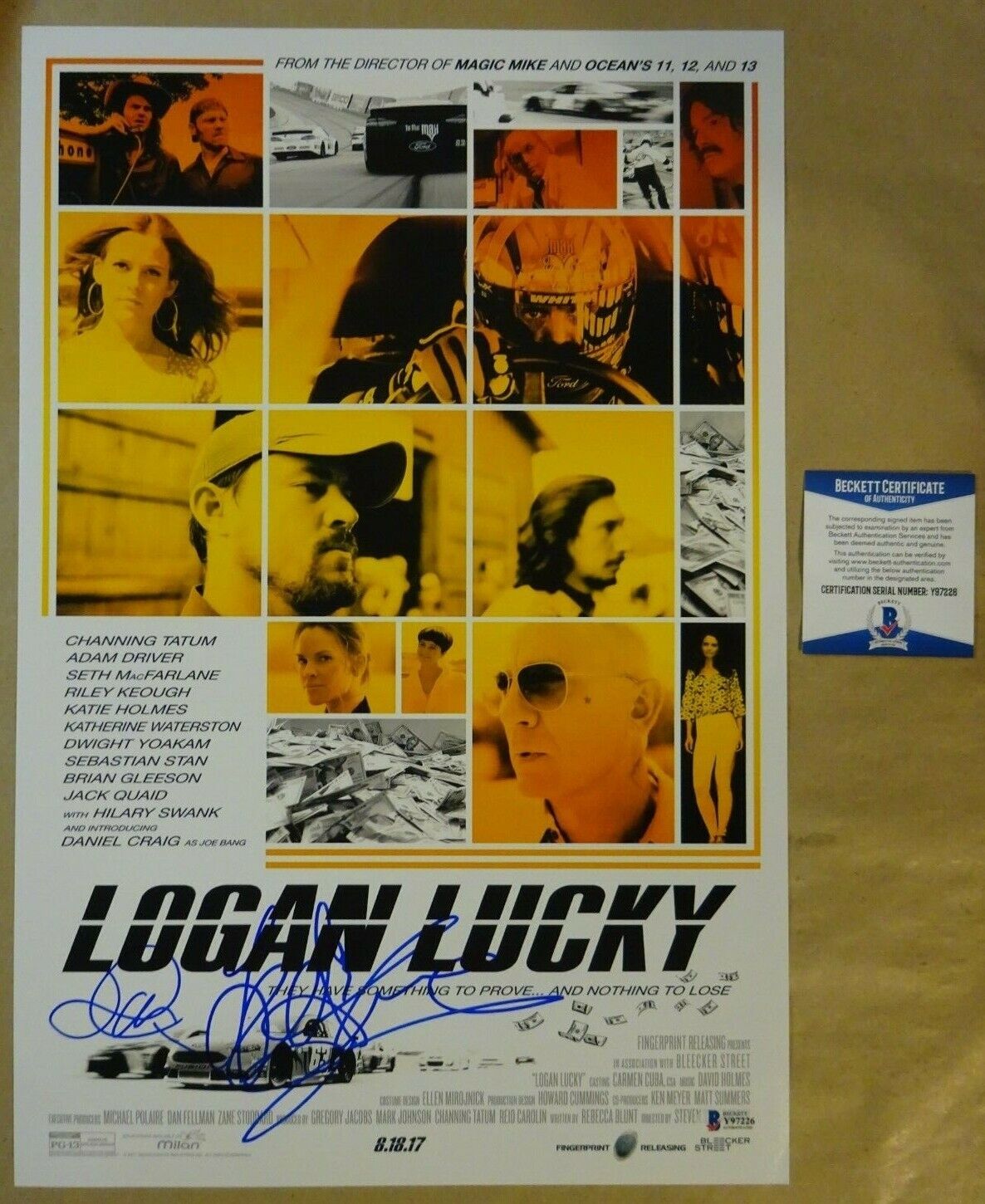 Signed JACK QUAID LEANN RIMES - LOGAN LUCKY 12x18