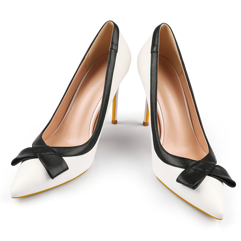 100mm Bow Fashion High Heels Sexy Prom Mixed Color Stiletto Heels Matte-vocosishoes