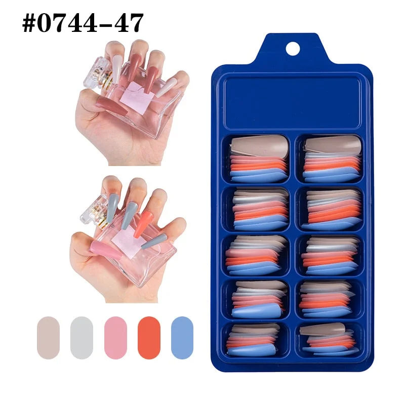 Lamemoria 100/500pcs/opp/box Fake Nails Coffin Nail Tips Press on Nails Natural Clear Long Ballerina DIY False Nail Full Cover-Nail Inspo
