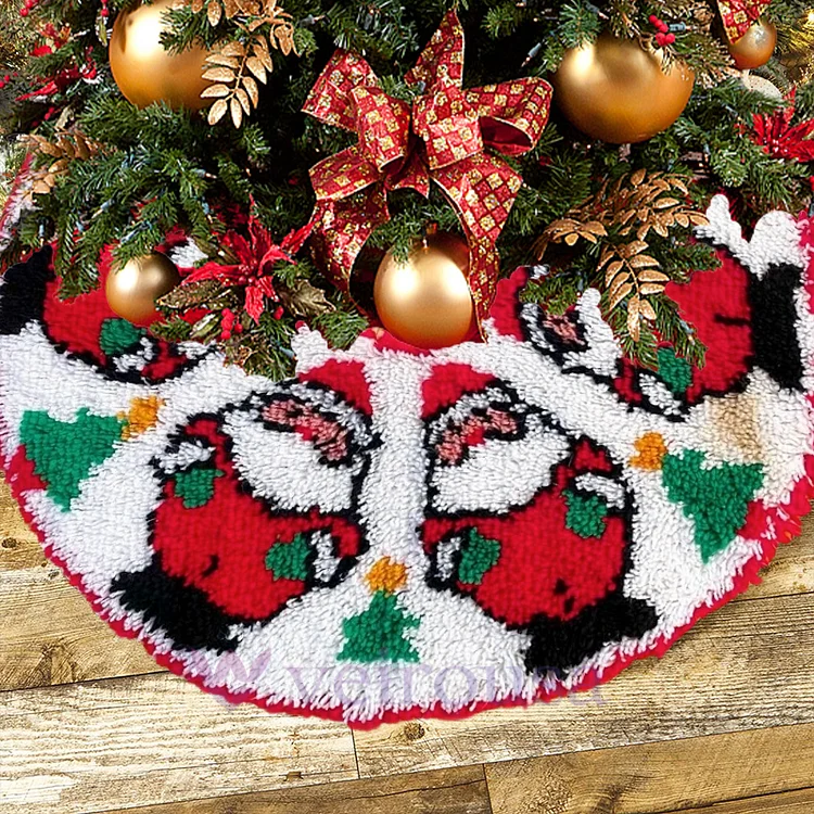 Six Santa Christmas Tree Skirts Latch Hook Kit for Beginner Ventyled