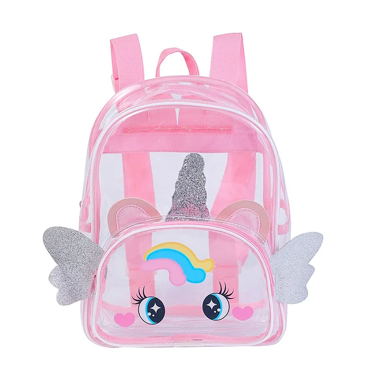 Kids Unicorn Backpack Girl Boy Transparent Cute School Bag Bagpack (Pink)