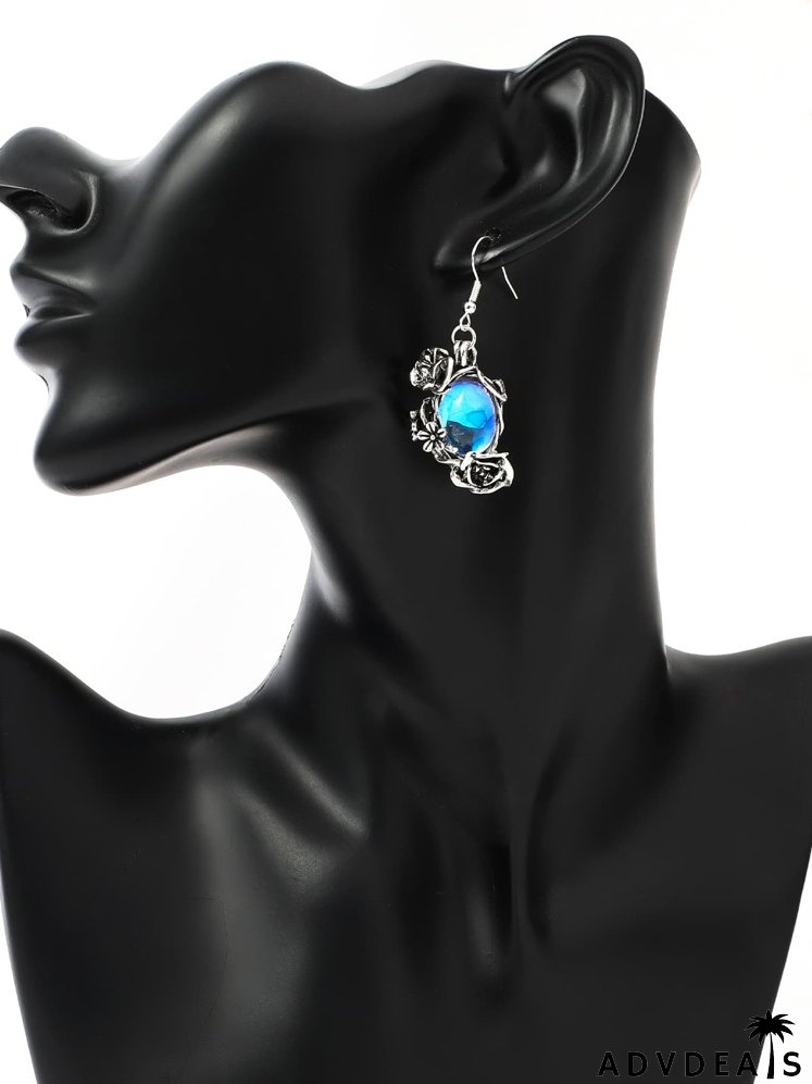 Gemstone Decor Flower Drop Earrings