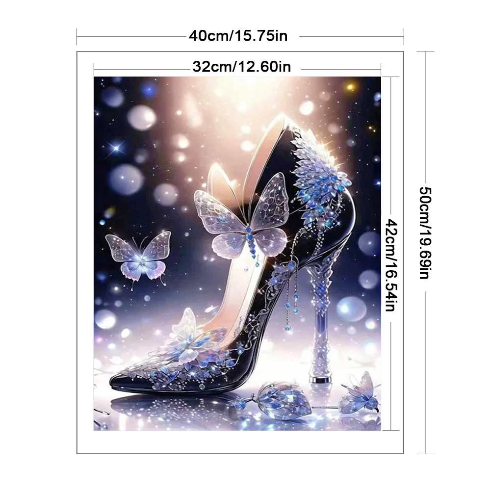11CT Full Stamped&nbsp;Cross Stitch - Butterfly High Heels(Canvas|40*50CM)