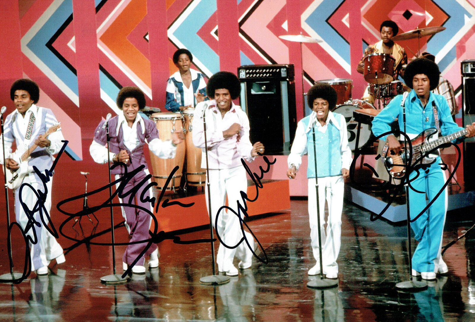 Tito Jermain Marlon & Jackie JACKSON Multi Signed Autograph RARE Photo Poster painting AFTAL COA