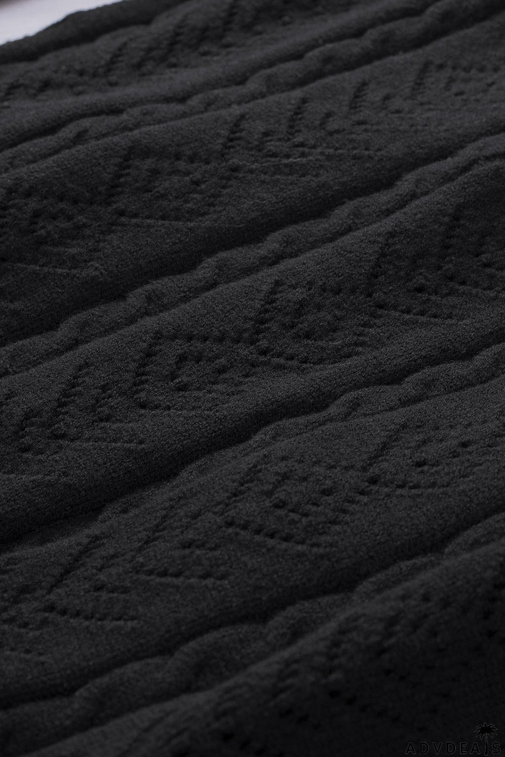 Ruffled Buttoned Open Front Knitted Sweater