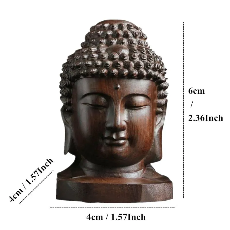 2.36 Wood Sakyamuni Statue 6cm Wooden Buddha Statue Creative Tathagata Figurines Mahogany India Buddha Head Crafts