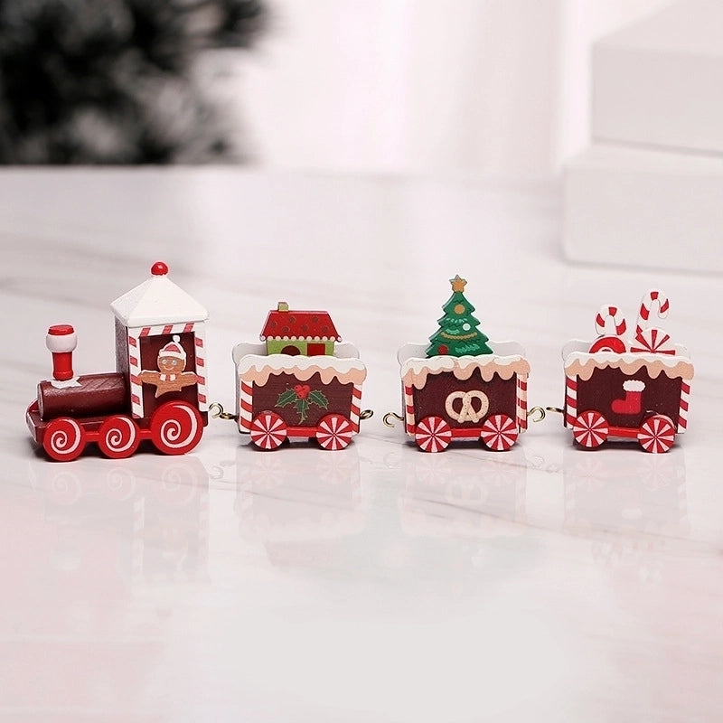 Christmas Fashion Christmas Tree Train Gift Box Wood Indoor Ornaments