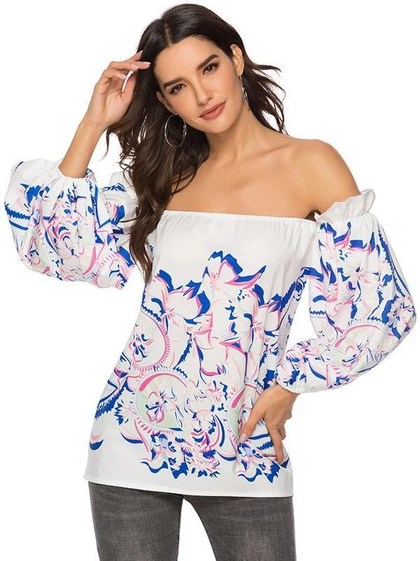 Sexy Slash Neck Puff Sleeve Backless Blouses