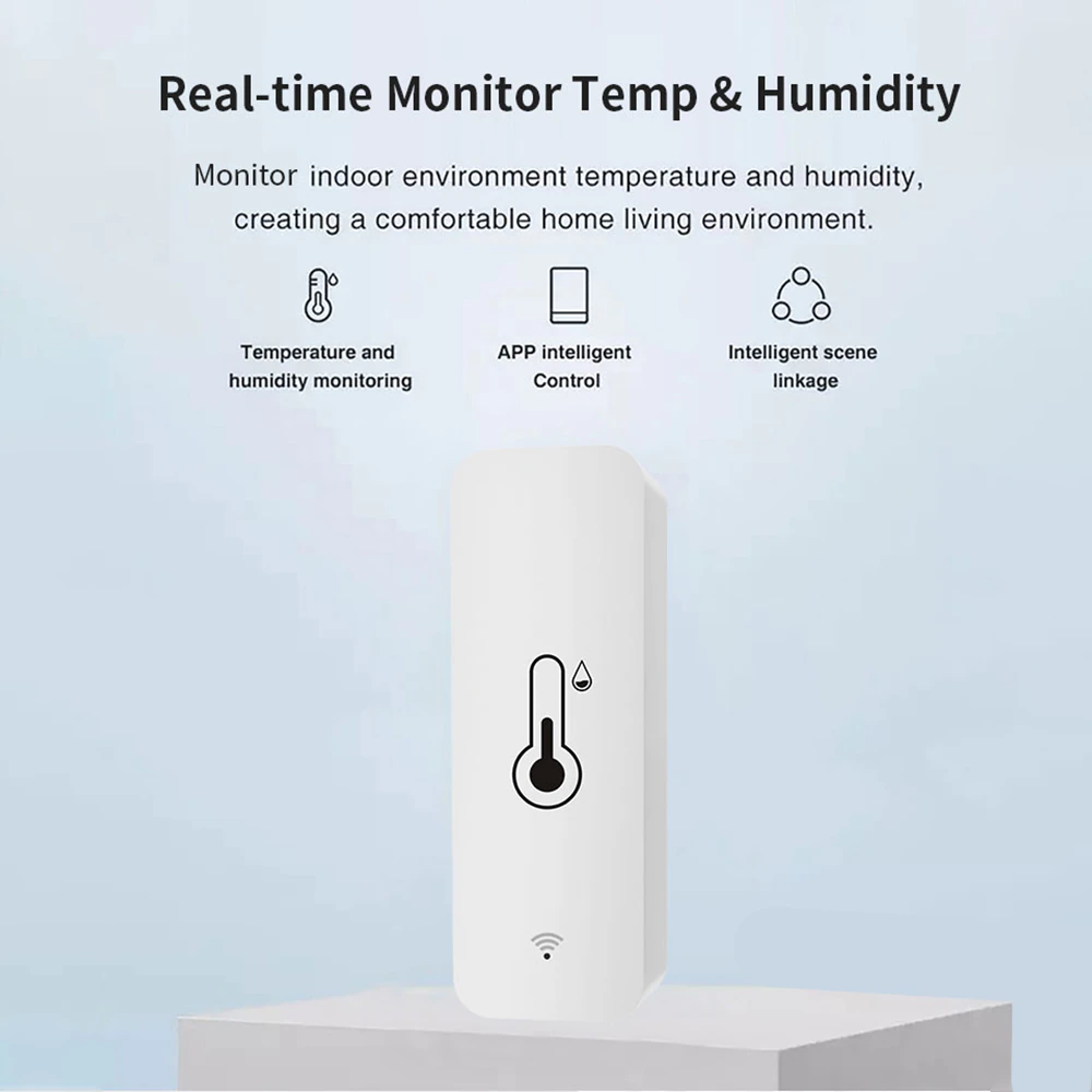 Wifi Smart Home Temperature Detector Humidity Sensor Indoor Hygrometer  Thermometer Monitor Receive Alerts with TUYA App(Not 5G)