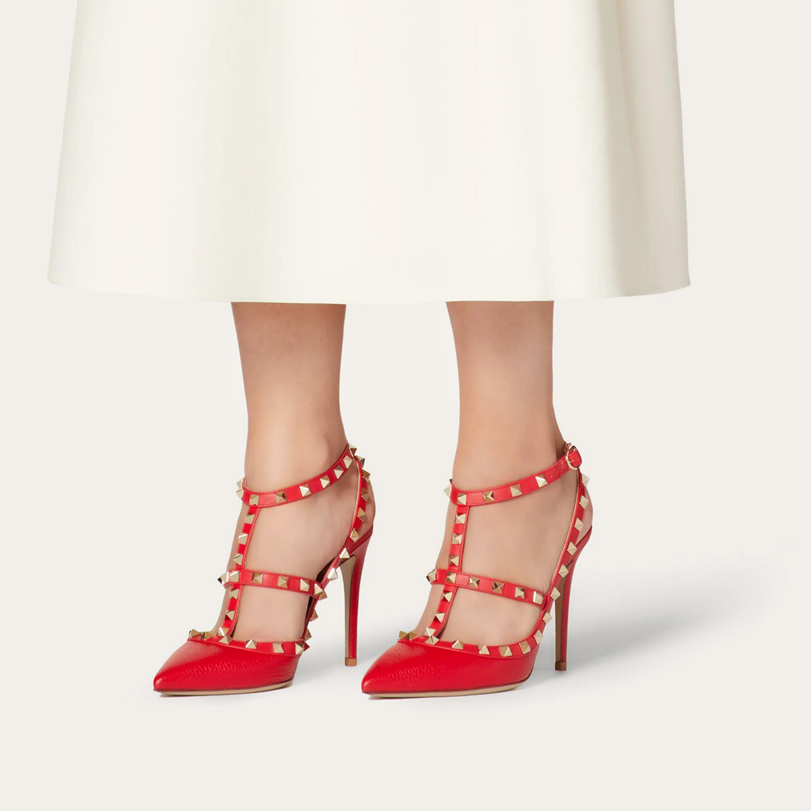 3.94" Middle Heels Rivets Sandals Red Lines-vocosishoes