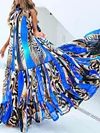 Floral-Print Loose Halterneck Maxi Dress