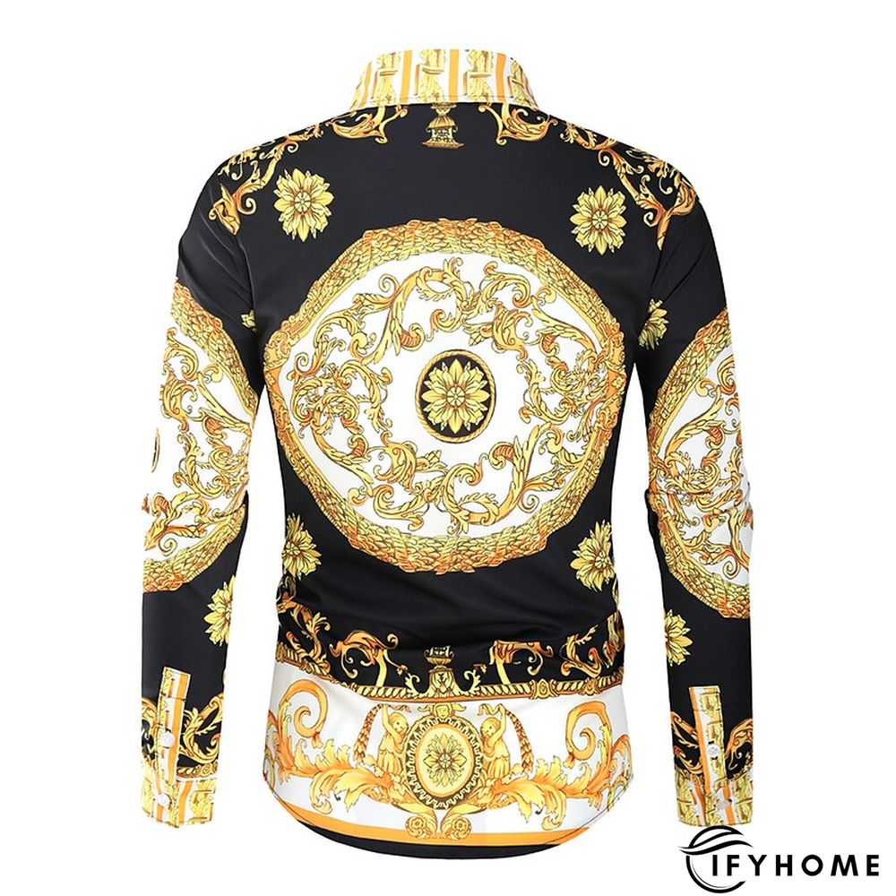 Men's Shirt Prom Shirt Classic Collar Spring &  Fall Long Sleeve Black White Red Geometric Party Casual Clothing Apparel Print | IFYHOME