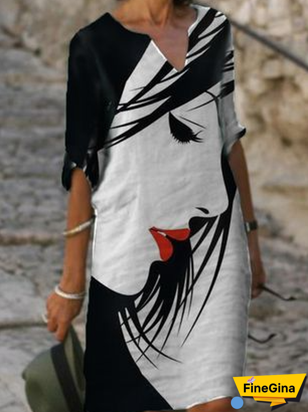 Casual V Neck Car Short sleeve Woven Dress
