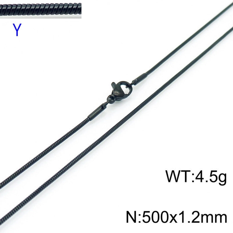 Jewelry Classic Style Solid Color Titanium Steel 18K Gold Plated Chain Necklace