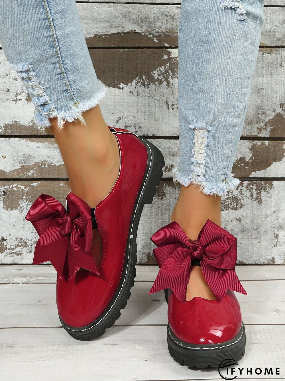 Women's Bow Decor Hollow out Slip On Mary Jane Shoes | IFYHOME
