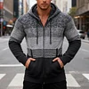 💥2025 New Arrivals!Men's Sweater Striped Contrast Color Knitted Sweater Cardigan Jacket Hoodie Sports Casual Hiking Jacket Zipper Sportswear Autumn And Winter Plus Velvet Thick Warm