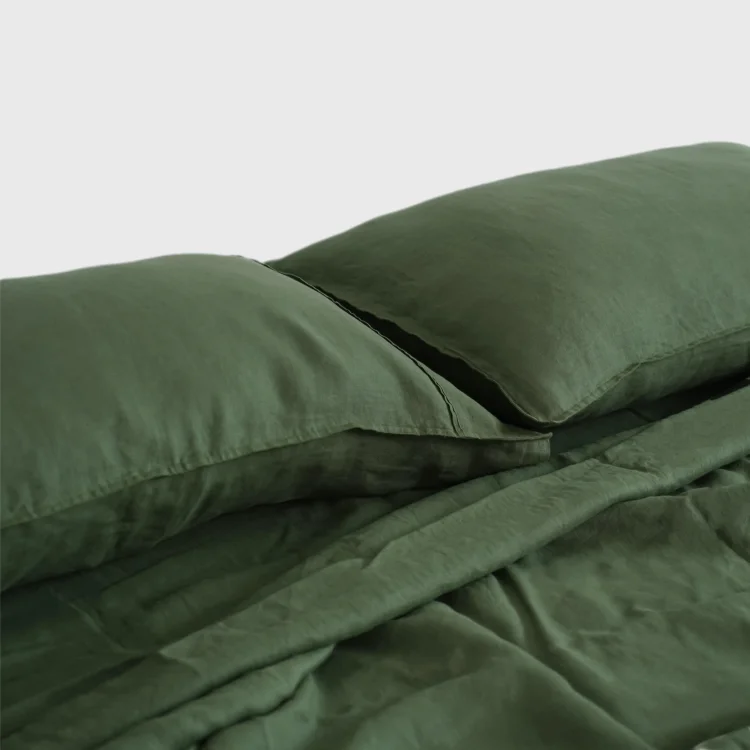 Olive French Linen Duvet Cover Set Linen Time