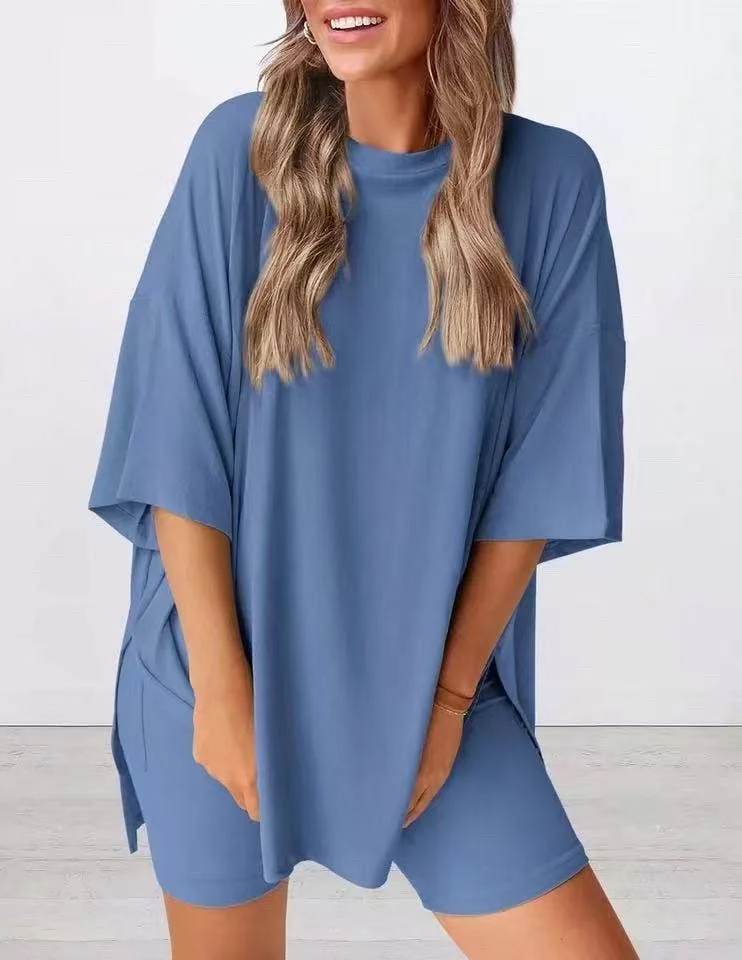 Casual Short-Sleeved Top Shorts Two-Piece Set