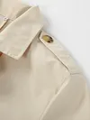 Simple Lapel Collar Buttoned Belted Loose Solid Color Trench Coat