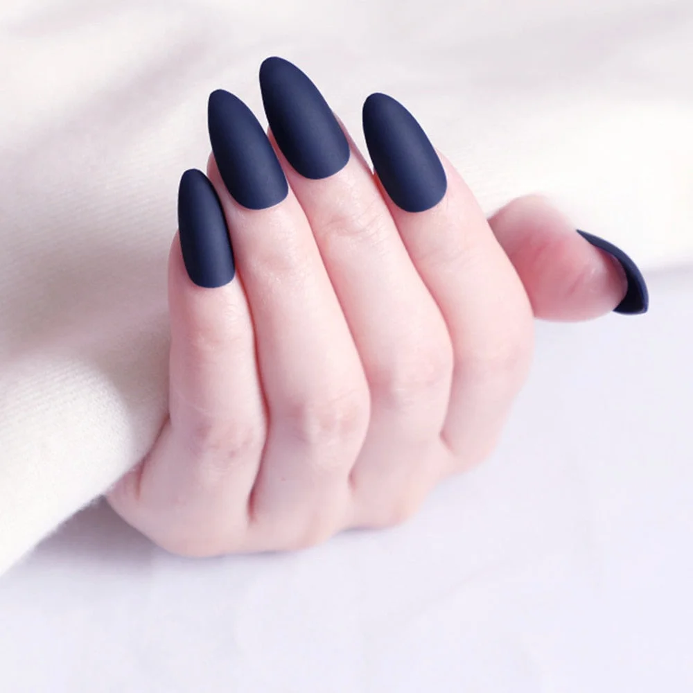 24Pcs Matte Dark Brown Artificial Fake Nails Long Stiletto False Nails For Design DIY Fingernails Art Tip Manicure Tool-Nail Inspo