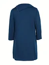 Zipper Asymmetrical Neck Dress, Casual Solid 3/4 Sleeve Dress, Women's Clothing