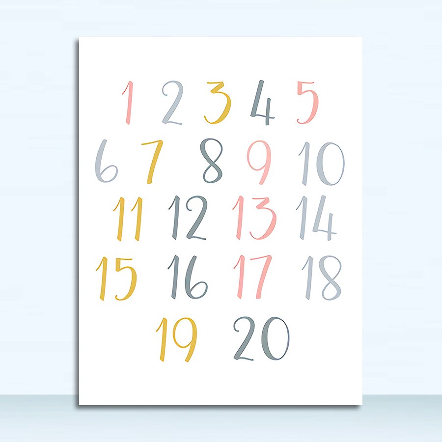 Pink Rainbow Poster Nordic Education Wall Picture Baby Kids Room Decor Alphabet Number Canvas Painting Nursery Wall Art Print