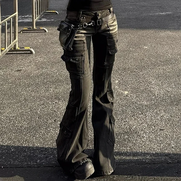 Distressed Stretch Bootcut Pants