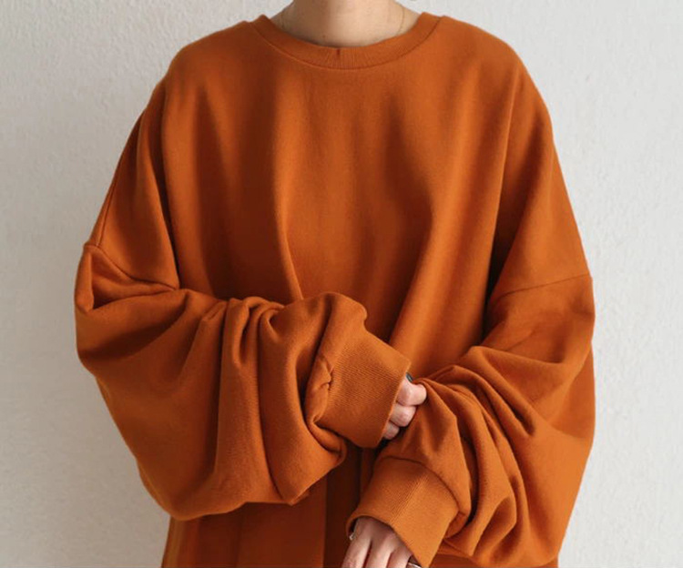Casual Solid Color Round-Neck Long Sweatshirt