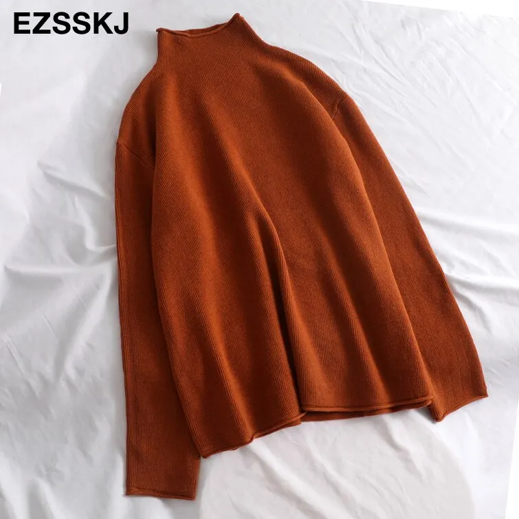 oversize Sweater Women Pullover Casual Turtleneck Long Sleeve chic loose 2021 Knit Sweater Female Jumpers soft top