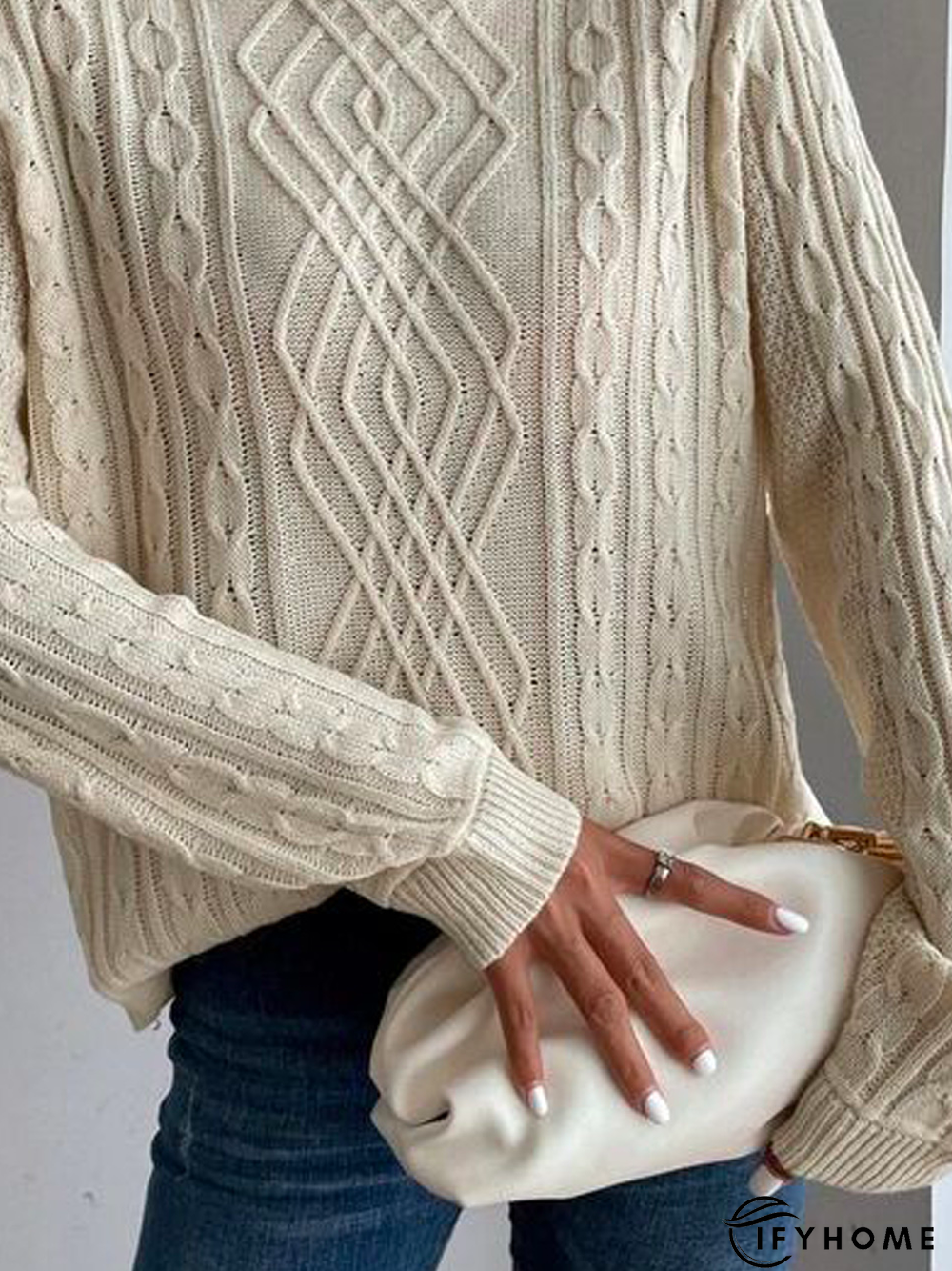 Casual Yarn/Wool Yarn Plain Turtleneck Tunic Sweater | IFYHOME