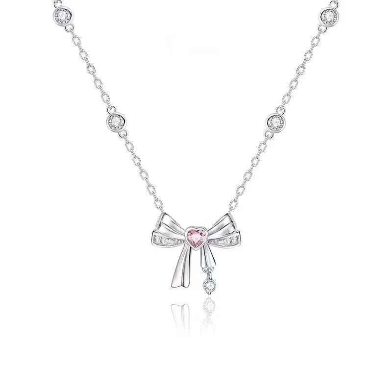 Fairy Style Heart Shape White Copper Zircon Pendant Necklace In Bulk